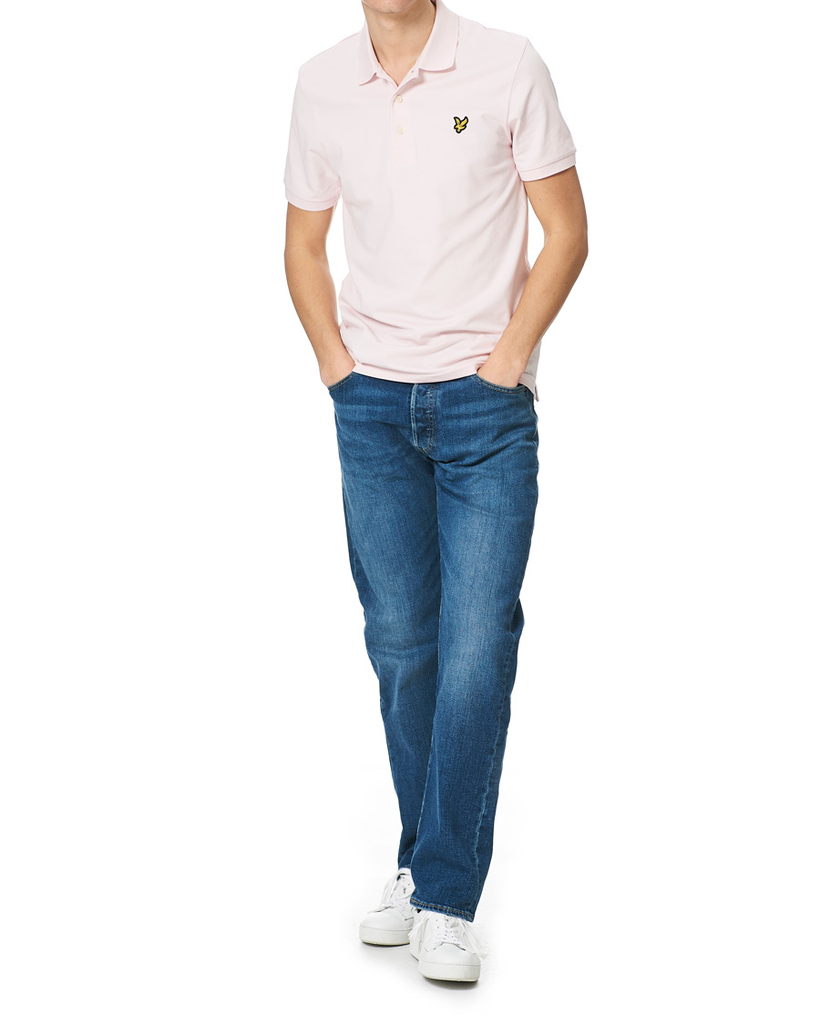 Herre | Pikéer | Lyle & Scott | Plain Organic Cotton Pique Polo Shirt Light Pink