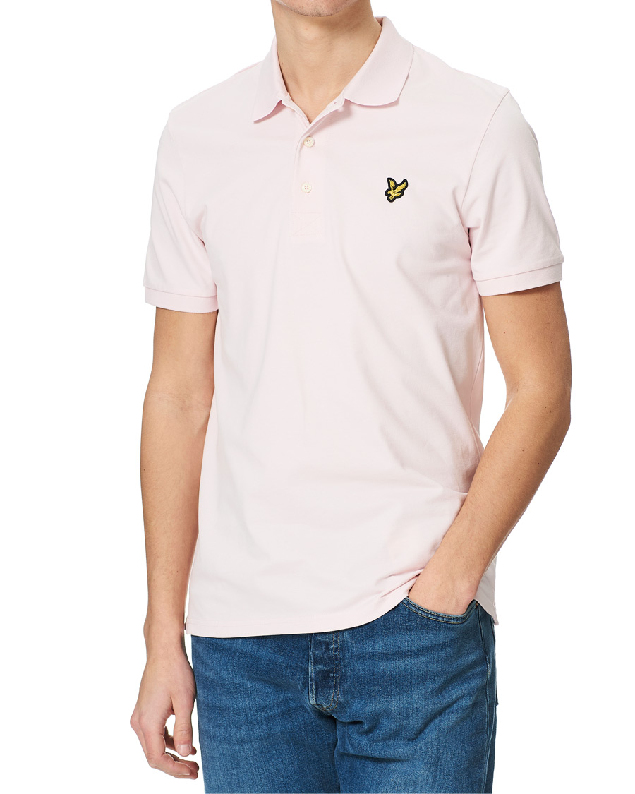 Herre | Pikéer | Lyle & Scott | Plain Organic Cotton Pique Polo Shirt Light Pink