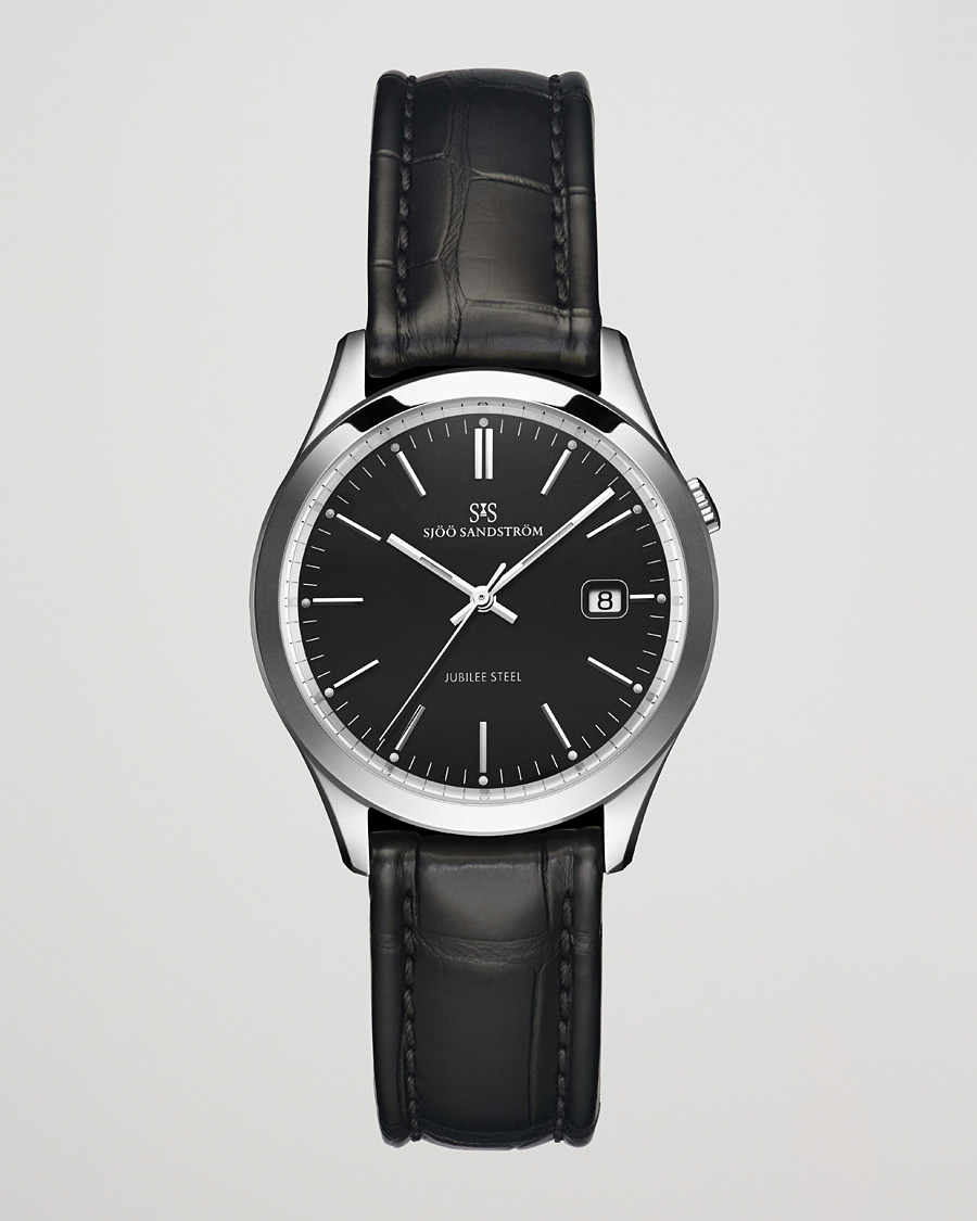 Herre | Sjöö Sandström Jubilee Steel Quartz 40mm Black/Black Calf | Sjöö Sandström | Jubilee Steel Quartz 40mm Black/Black Calf