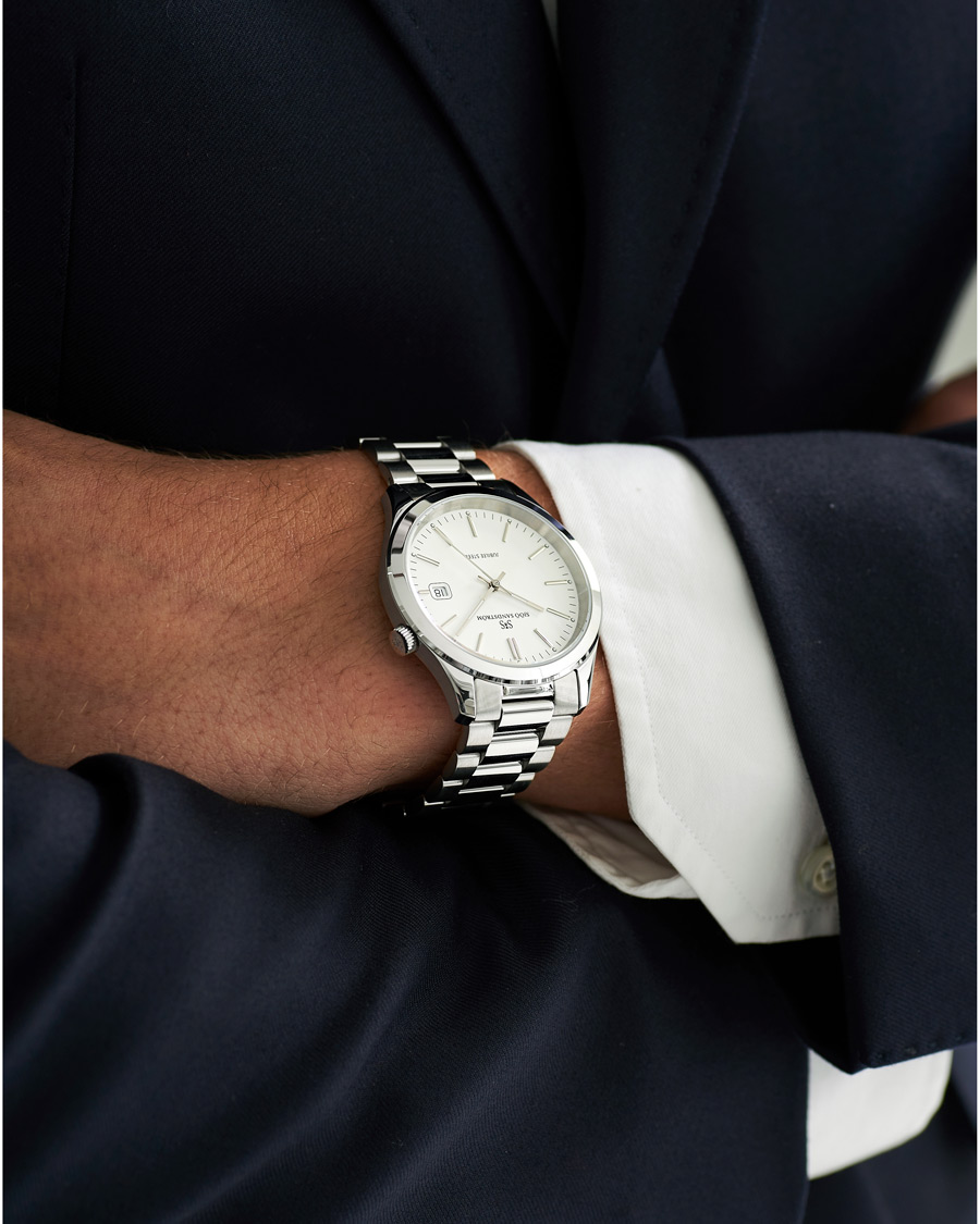 Herre | Sjöö Sandström Jubilee Steel Quartz 40mm White/Steel | Sjöö Sandström | Jubilee Steel Quartz 40mm White/Steel
