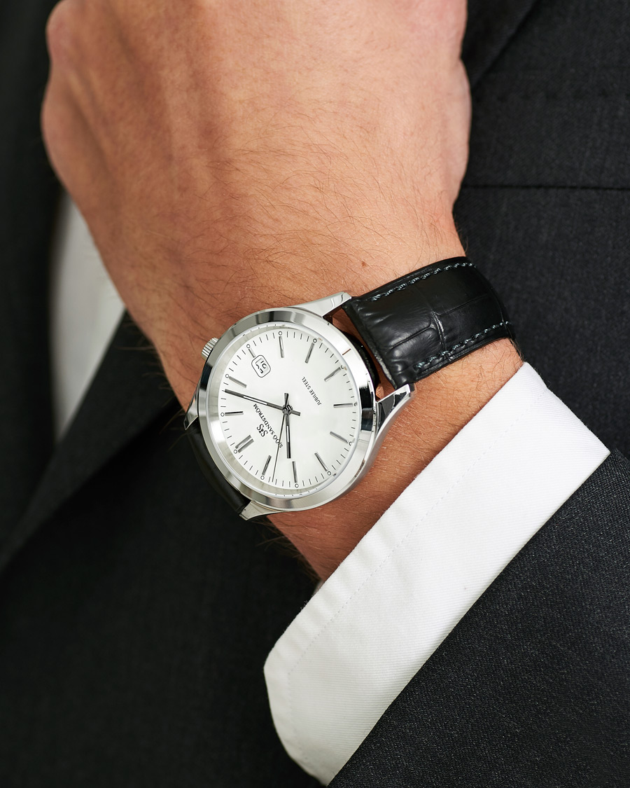 Herre | Sjöö Sandström Jubilee Steel Quartz 40mm White/Black Calf | Sjöö Sandström | Jubilee Steel Quartz 40mm White/Black Calf