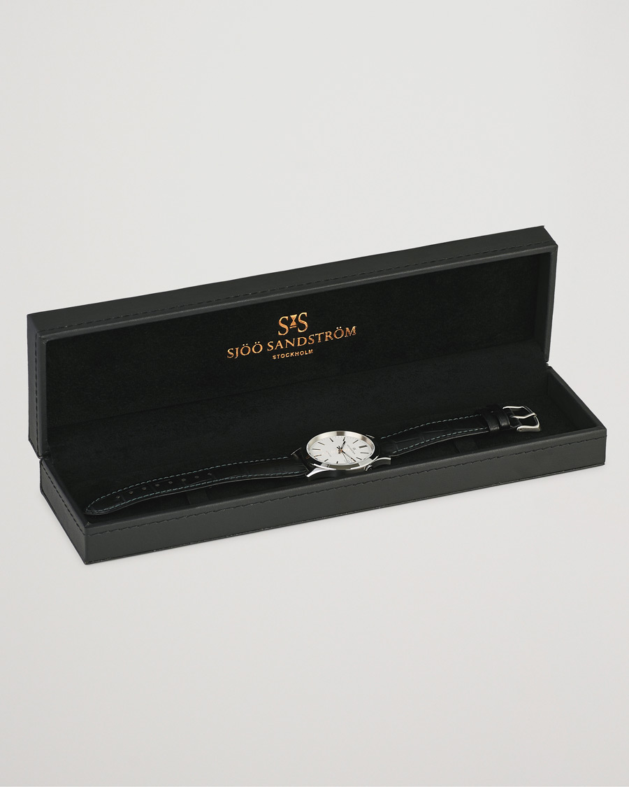 Herre | Sjöö Sandström Jubilee Steel Quartz 40mm White/Black Calf | Sjöö Sandström | Jubilee Steel Quartz 40mm White/Black Calf