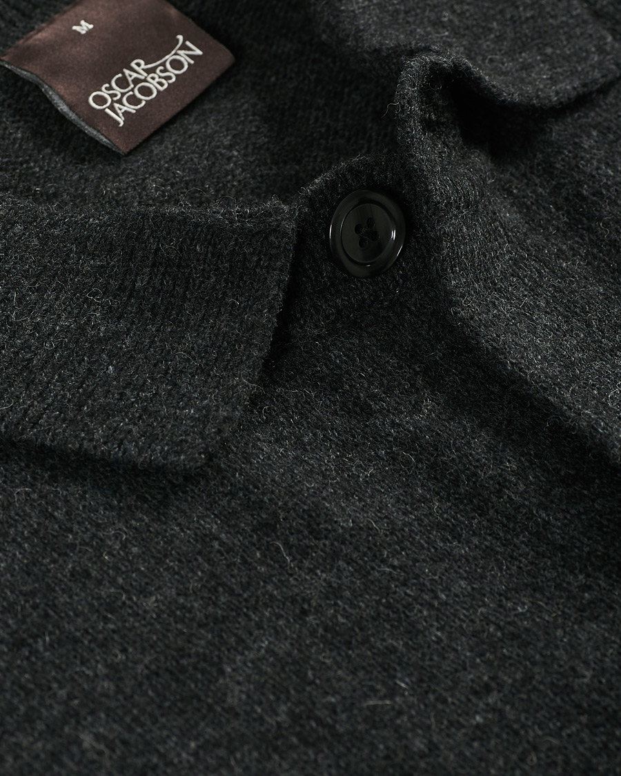 Herre | Gensere | Oscar Jacobson | Logan Wool Cardigan Charcoal