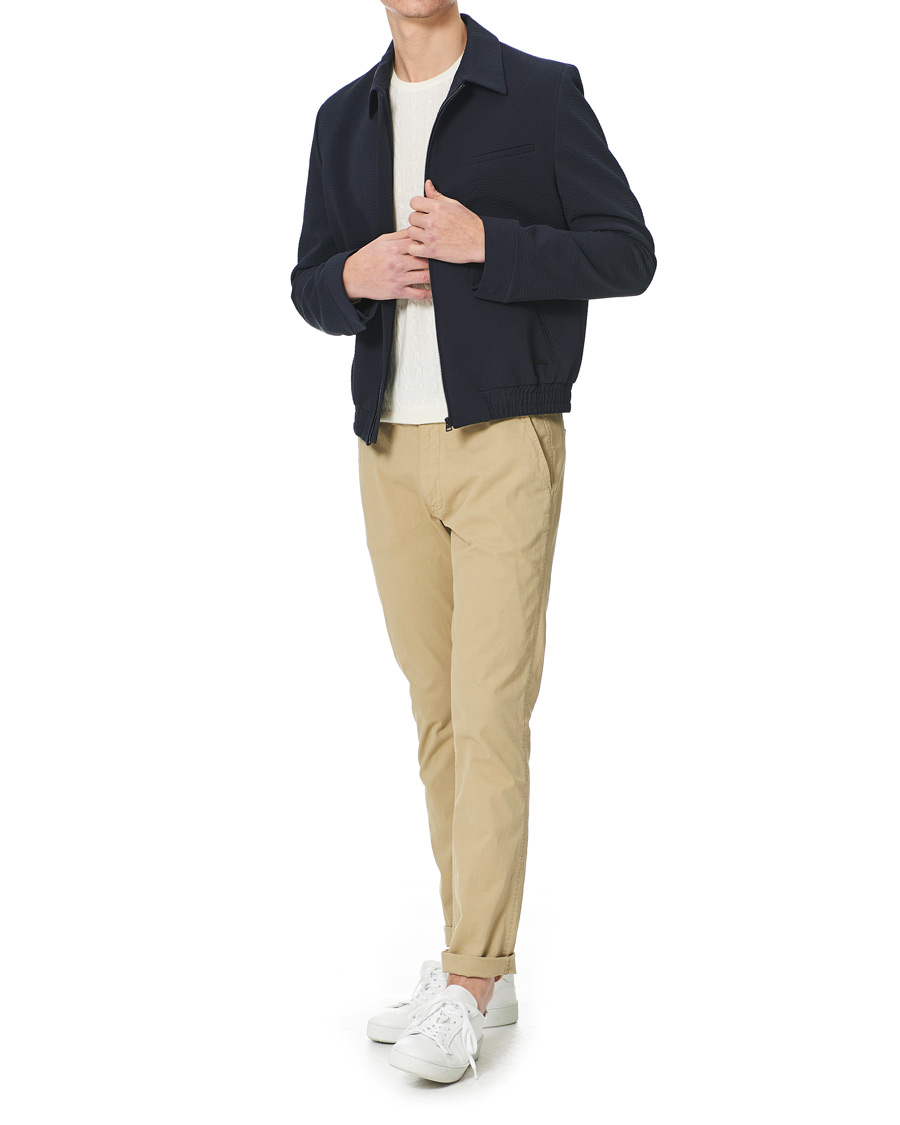 Herre | Jakker | HUGO | Hellis Seersucker Bomber Jacket Dark Blue