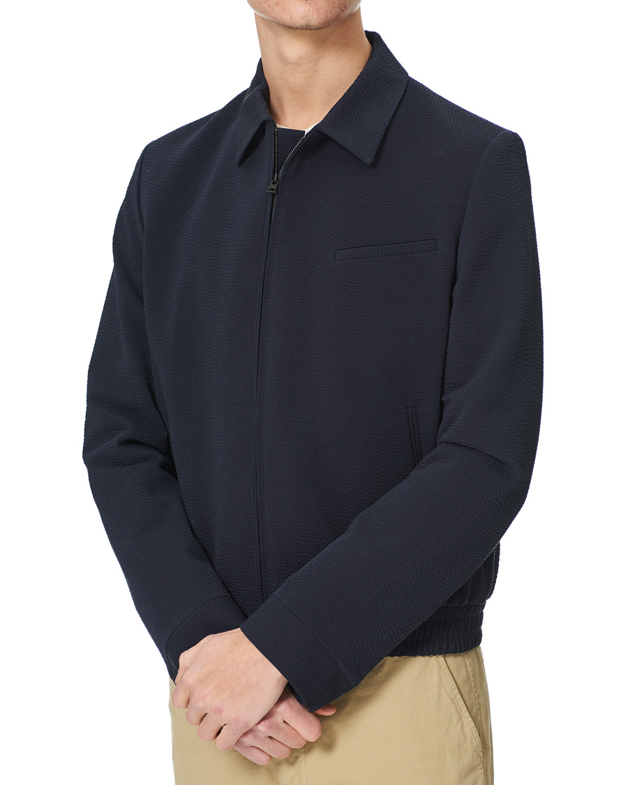 Herre | Jakker | HUGO | Hellis Seersucker Bomber Jacket Dark Blue