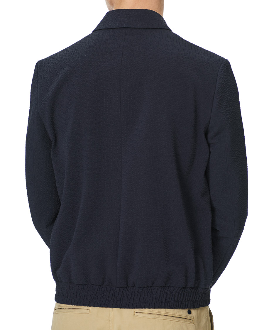 Herre | Jakker | HUGO | Hellis Seersucker Bomber Jacket Dark Blue