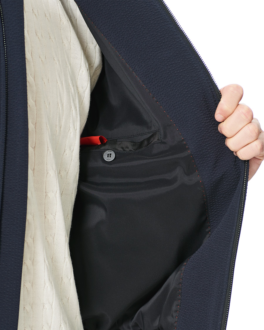 Herre | Jakker | HUGO | Hellis Seersucker Bomber Jacket Dark Blue