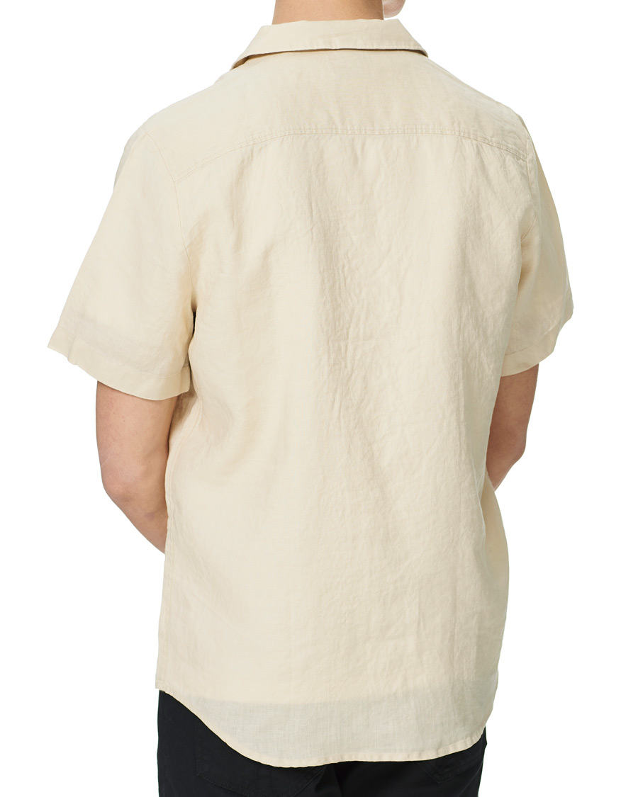 Herre | Skjorter | HUGO | Ellino Linen Resort Collar Short Sleeve Shirt Light Beige