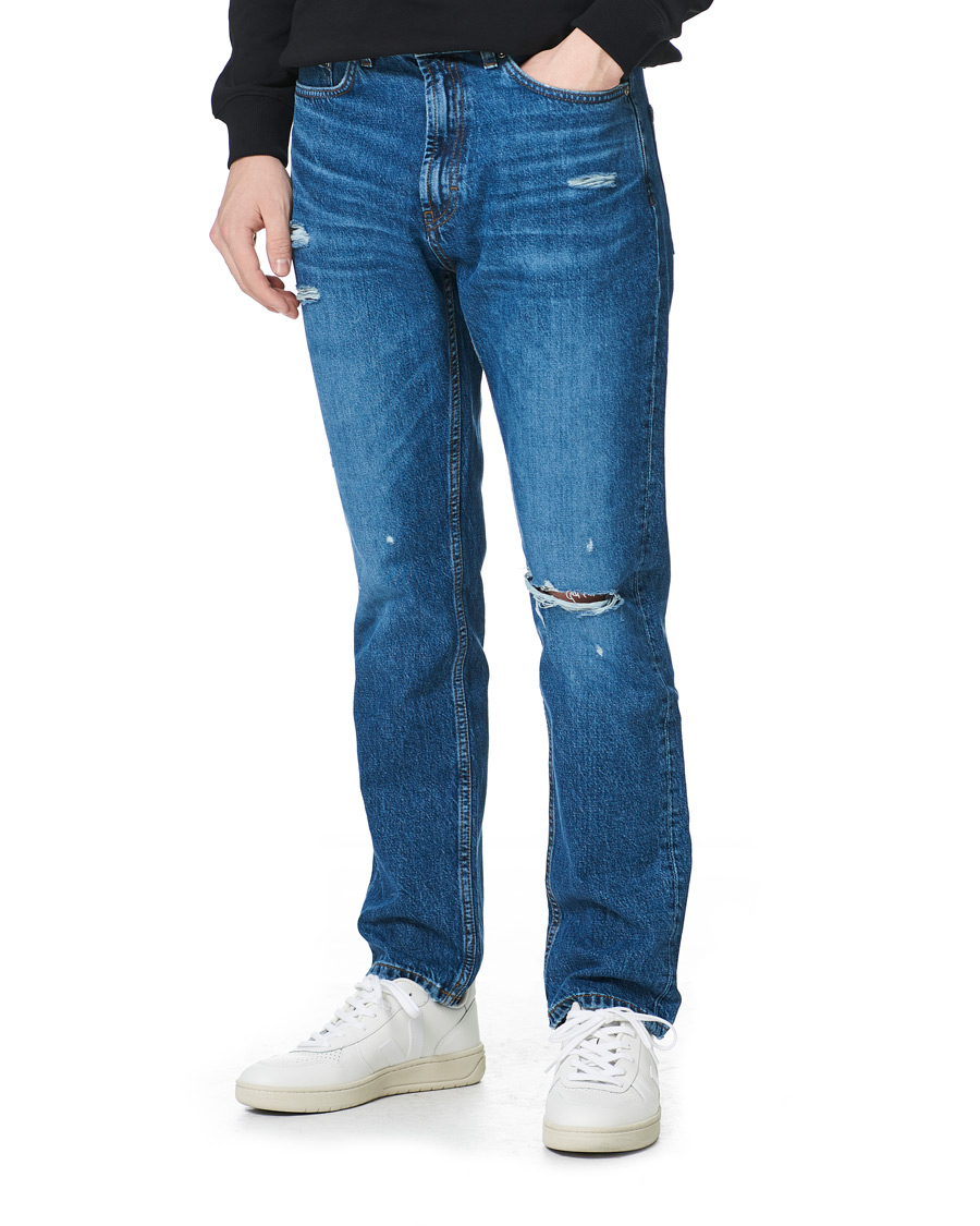 Herre | Jeans | HUGO | 677 Regular Fit Distressed Jeans Medium Blue