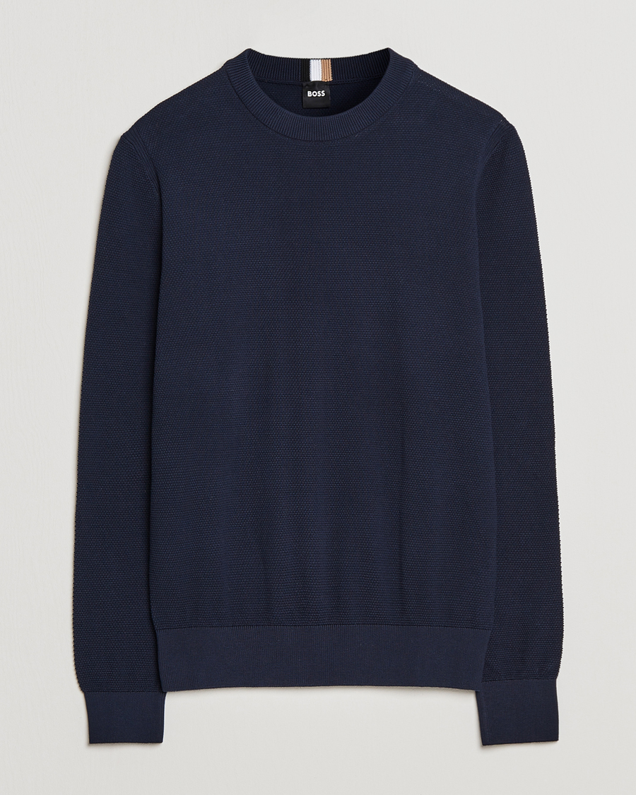 Herre | Gensere | BOSS BLACK | Ecaio Knitted Structured Sweater Dark Blue