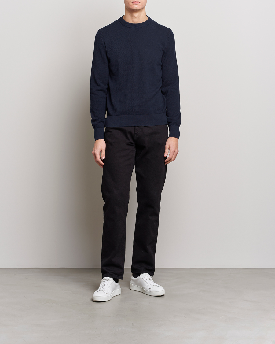 Herre | Gensere | BOSS BLACK | Ecaio Knitted Structured Sweater Dark Blue