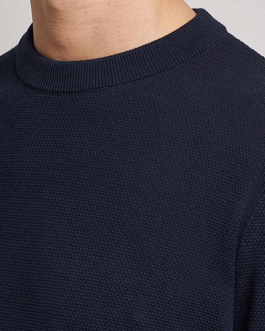 Herre | Gensere | BOSS BLACK | Ecaio Knitted Structured Sweater Dark Blue