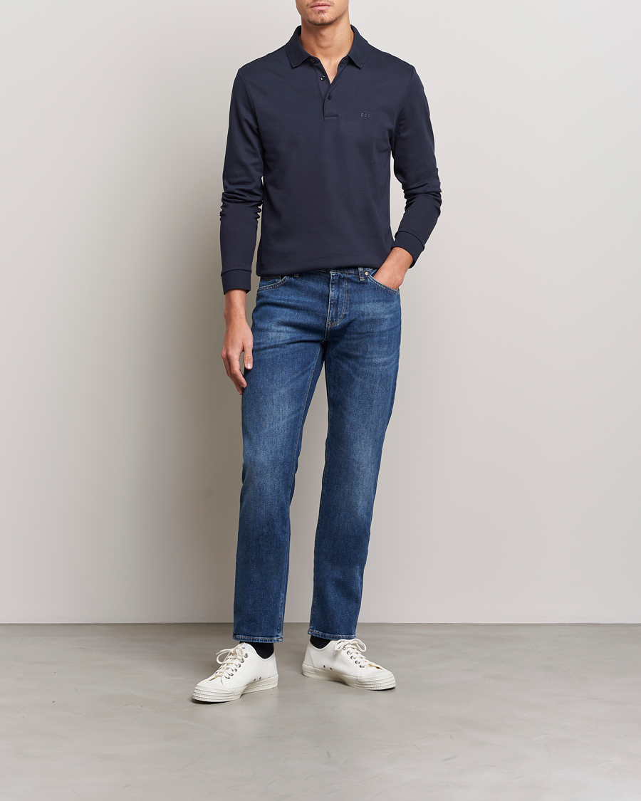 Herre | Gensere | BOSS BLACK | Pado Knitted Polo Shirt Dark Blue
