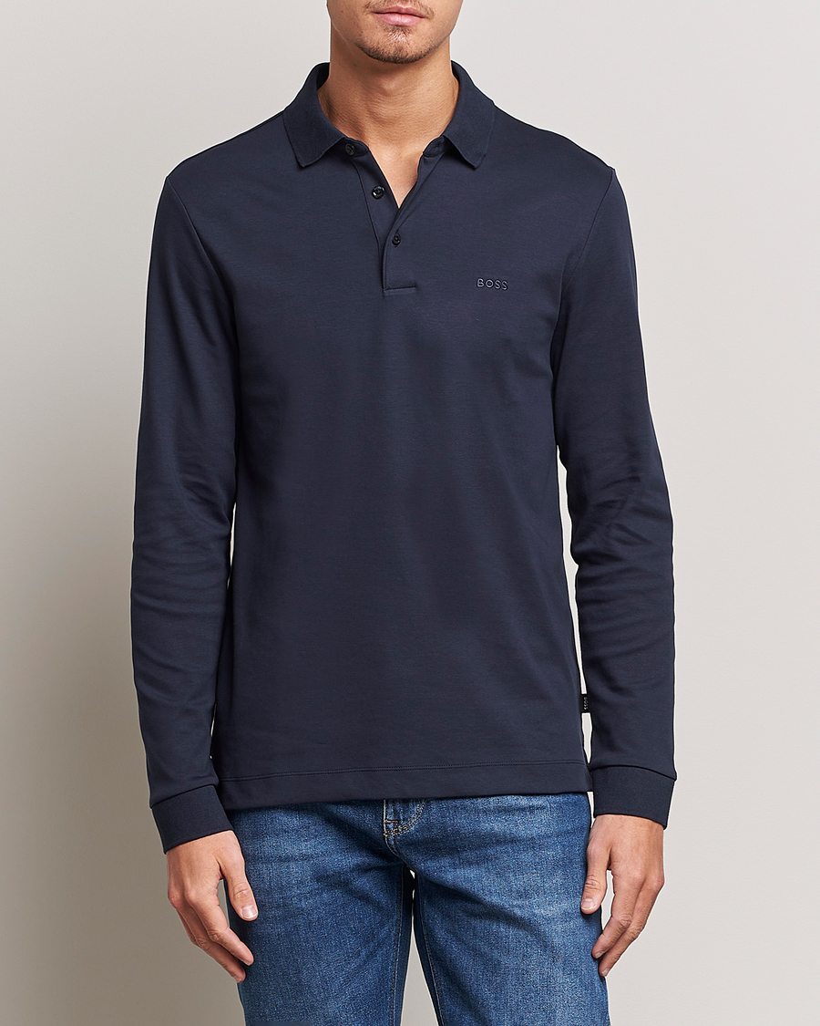 Herre |  | BOSS BLACK | Pado Knitted Polo Shirt Dark Blue