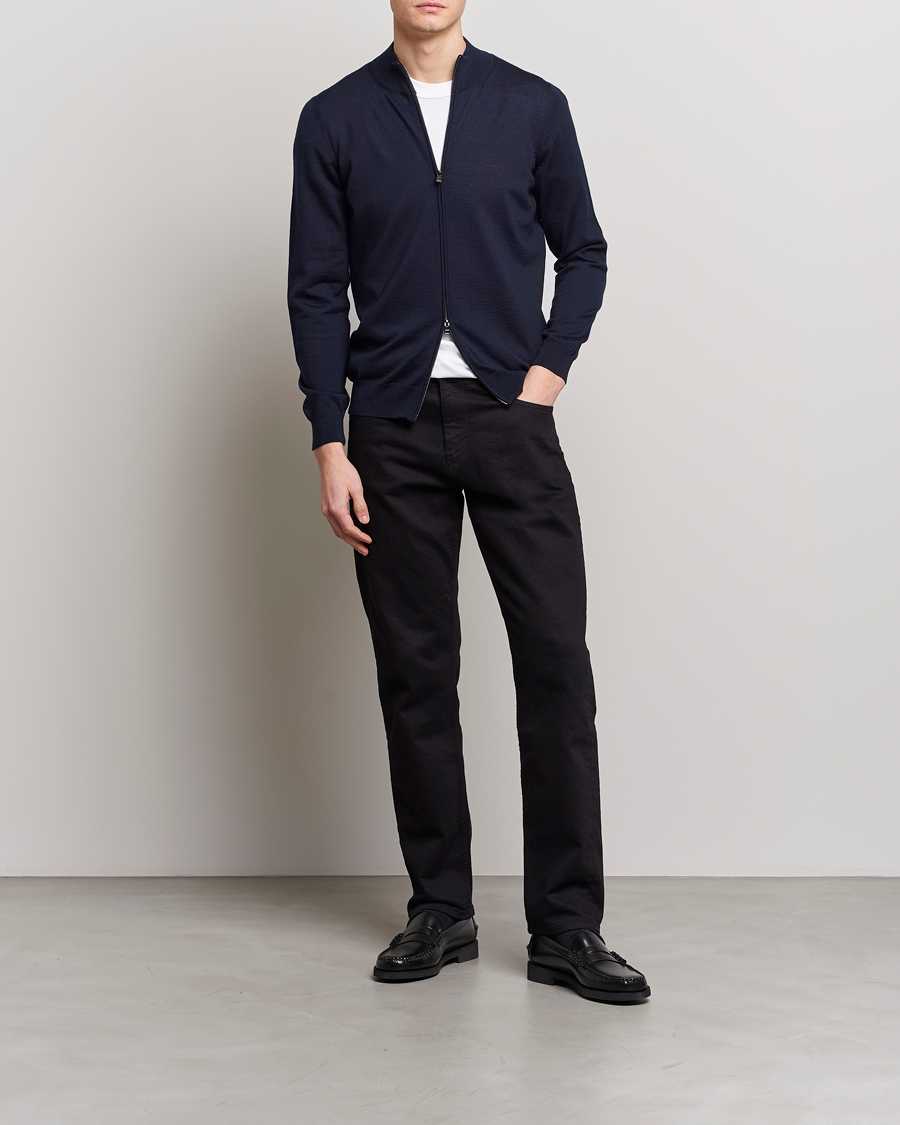 Herre | Gensere | BOSS BLACK | Balonso Full-Zip Sweater Dark Blue