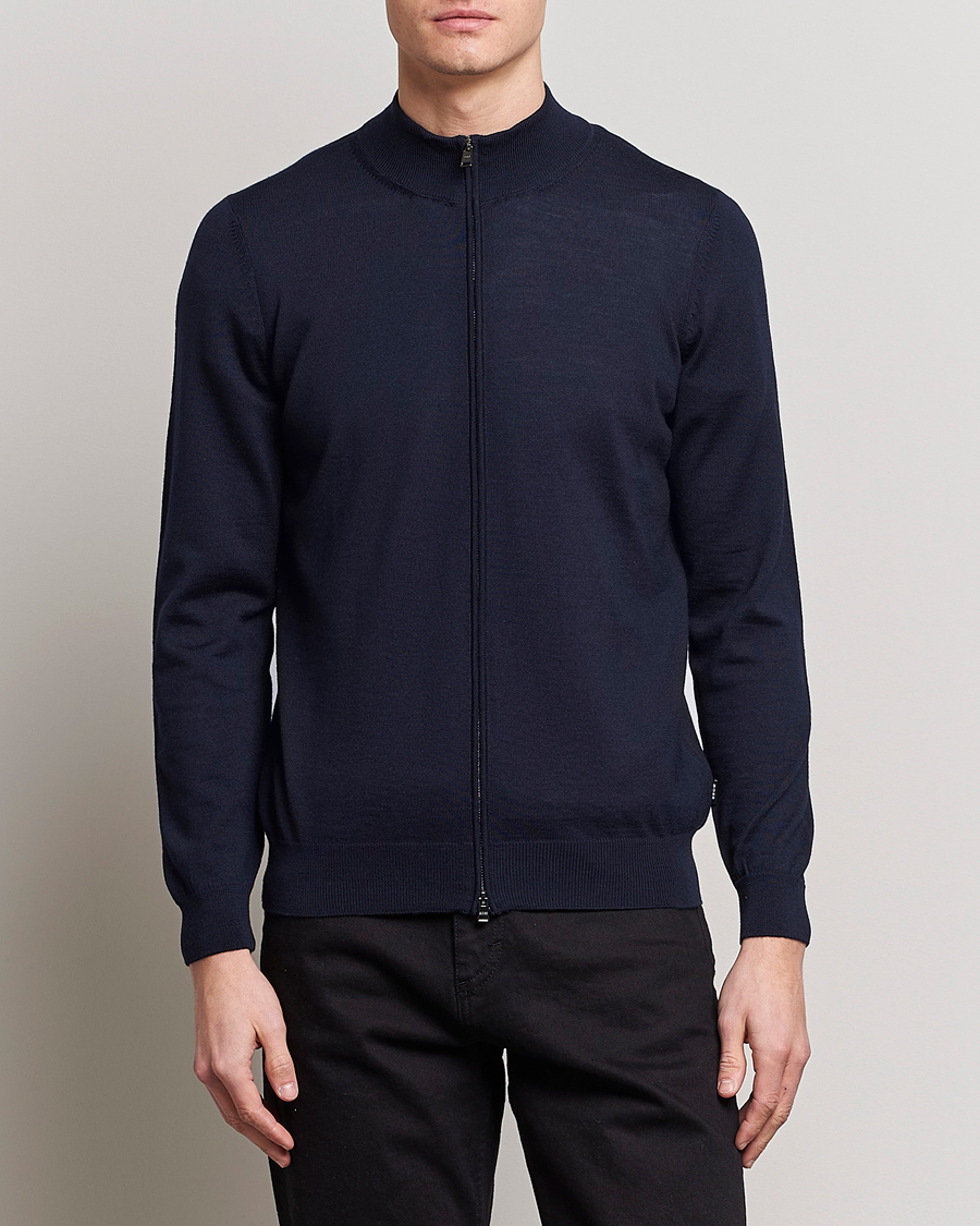 Herre |  | BOSS | Balonso Full-Zip Sweater Dark Blue