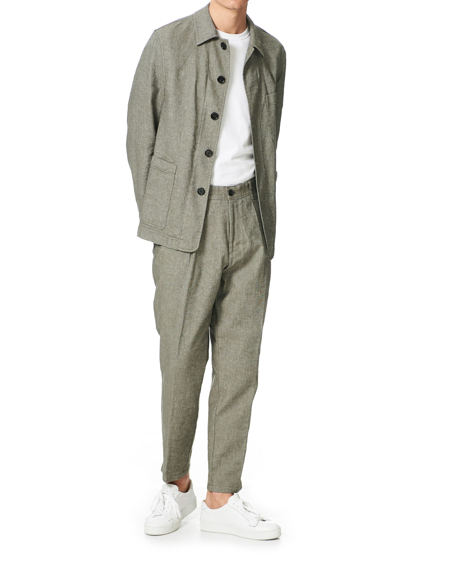 Herre | Dressjakker | BOSS BLACK | BOSS Carper Cotton/Linen Workwear Jacket Open Green