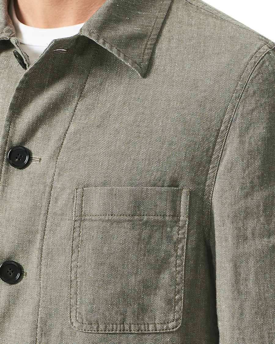 Herre | Dressjakker | BOSS BLACK | BOSS Carper Cotton/Linen Workwear Jacket Open Green