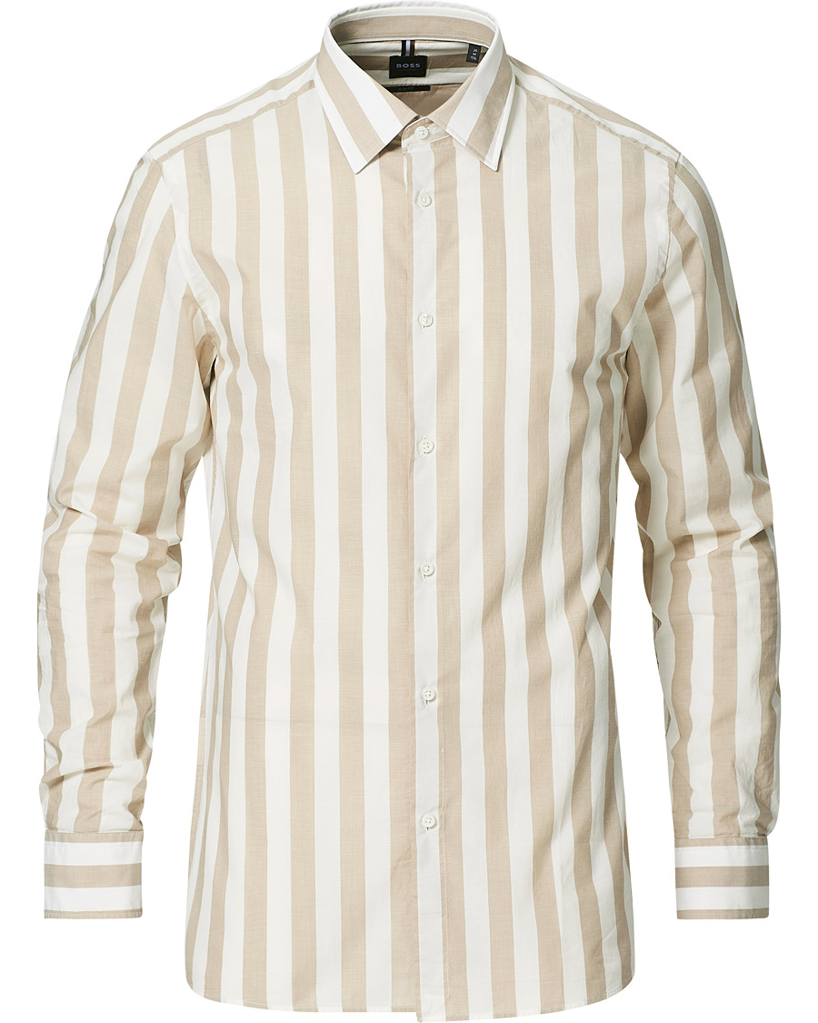 Herre | Skjorter | BOSS BLACK | BOSS Tailored Hays Slim Fit Blockstripe Shirt Beige/White