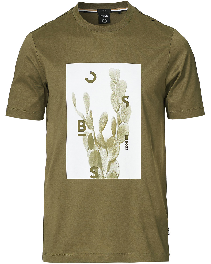 Herre | T-Shirts | BOSS BLACK | BOSS Tessler Photoprint Crew Neck Tee Open Green