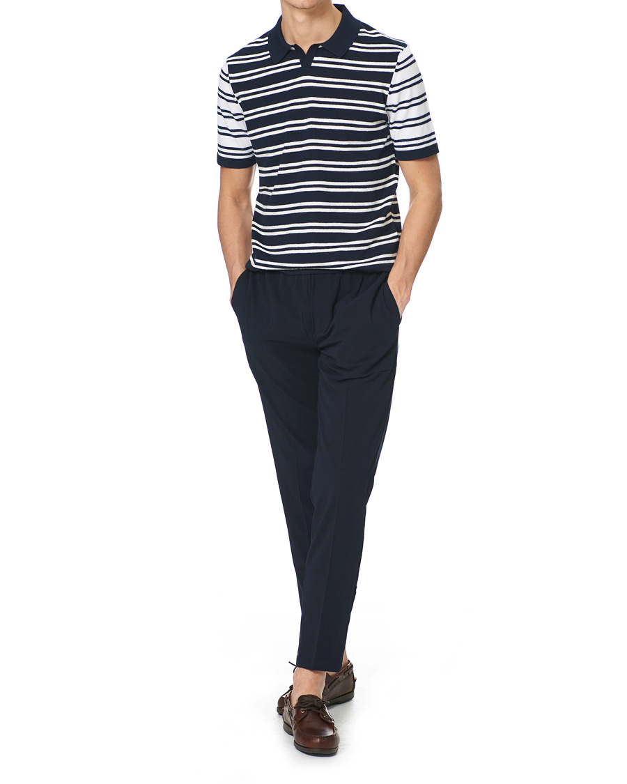 Herre | Gensere | BOSS BLACK | BOSS Erroi Knitted Striped Polo Blue/White