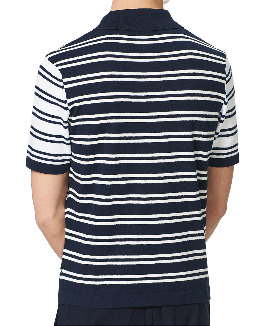 Herre | Gensere | BOSS BLACK | BOSS Erroi Knitted Striped Polo Blue/White