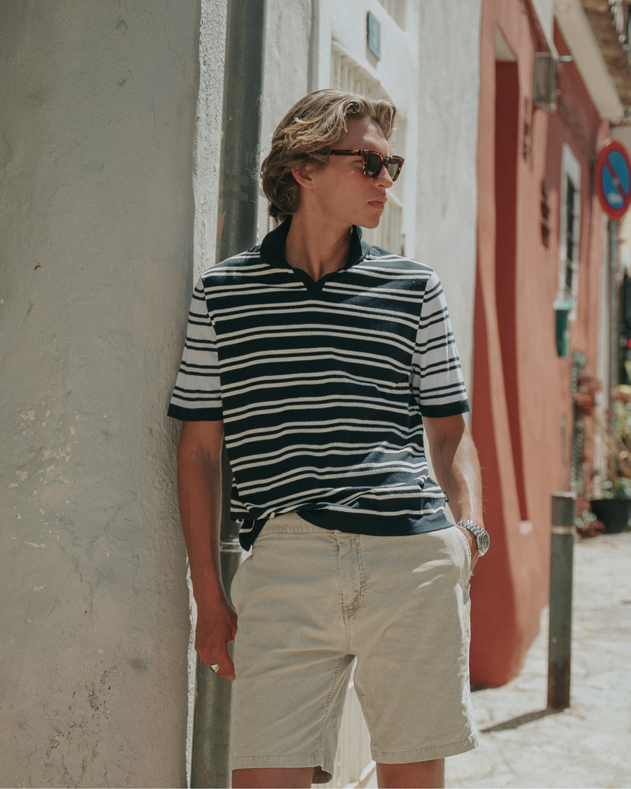Herre | Gensere | BOSS BLACK | BOSS Erroi Knitted Striped Polo Blue/White