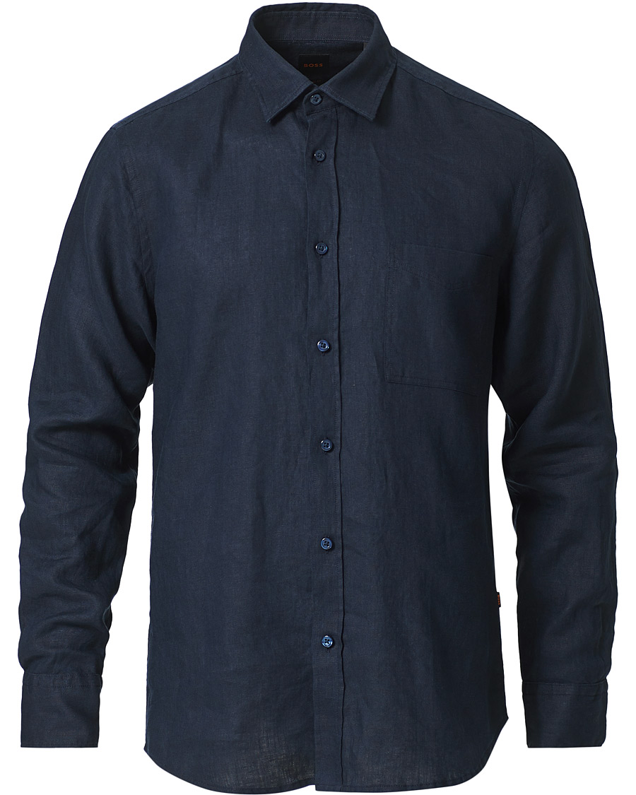 Herre | Skjorter | BOSS ORANGE | BOSS Casual Relegent Linen Shirt Dark Blue