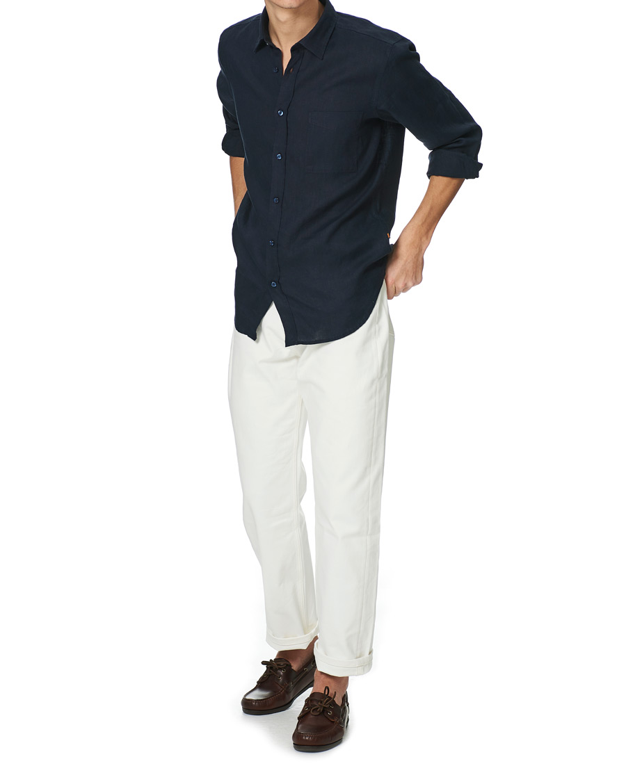 Herre | Skjorter | BOSS ORANGE | BOSS Casual Relegent Linen Shirt Dark Blue