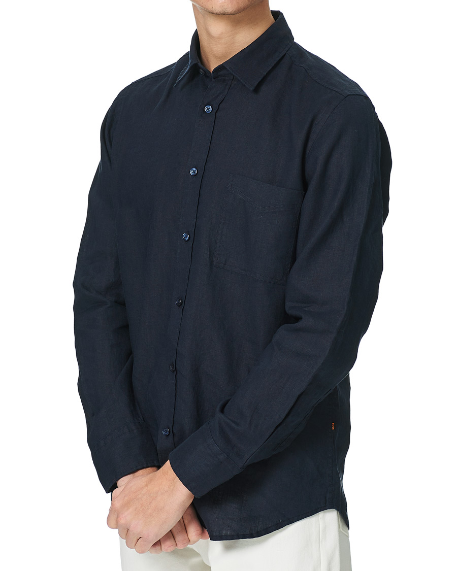 Herre | Skjorter | BOSS ORANGE | BOSS Casual Relegent Linen Shirt Dark Blue