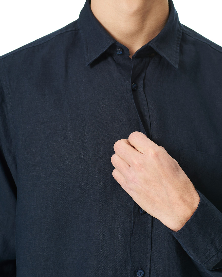 Herre | Skjorter | BOSS ORANGE | BOSS Casual Relegent Linen Shirt Dark Blue