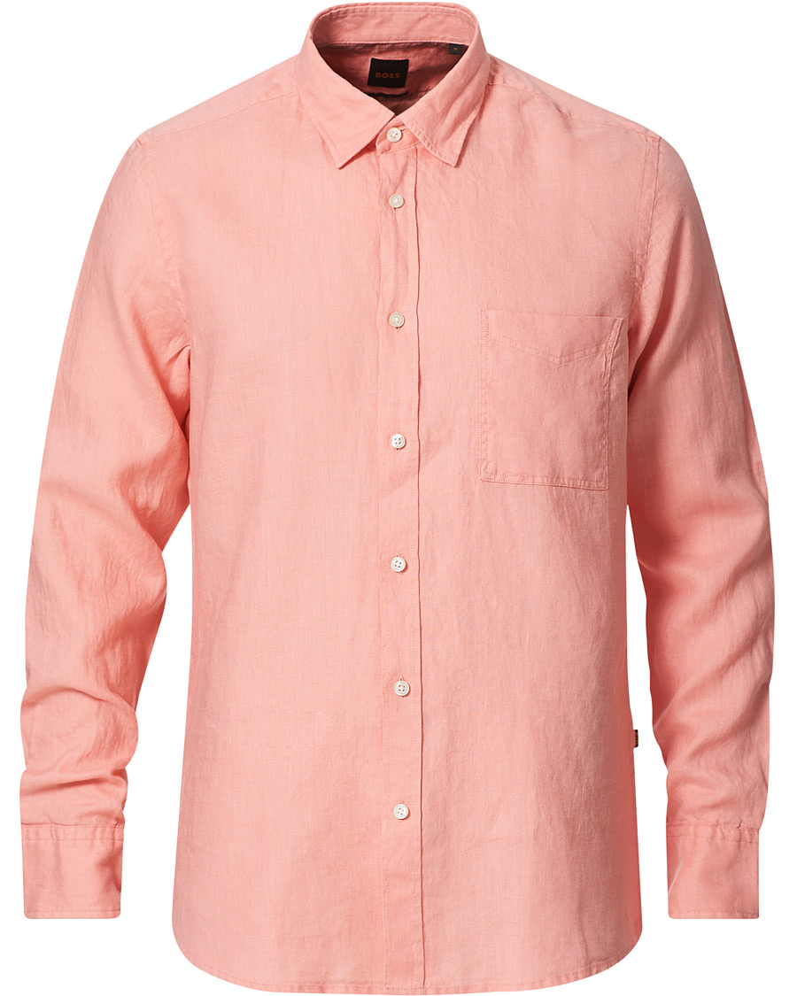 Herre | Skjorter | BOSS ORANGE | BOSS Casual Relegent Linen Shirt Pastel Red