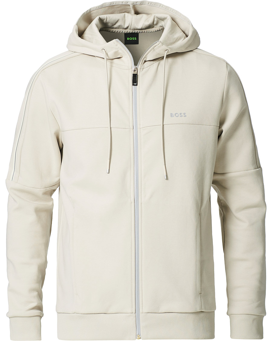 Herre | Gensere | BOSS GREEN | BOSS Athleisure Saggy Full Zip Hoodie Light Beige