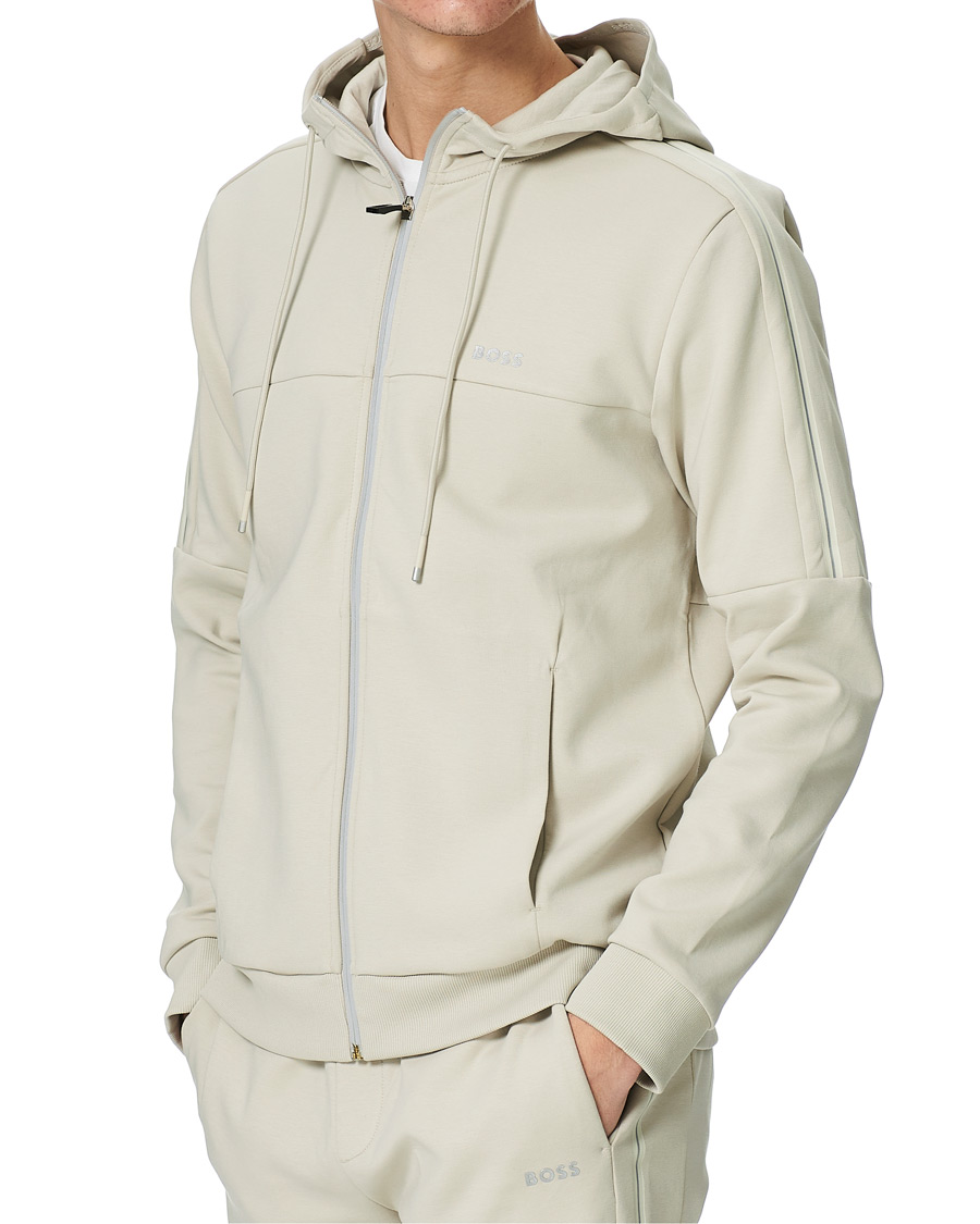 Herre | Gensere | BOSS GREEN | BOSS Athleisure Saggy Full Zip Hoodie Light Beige