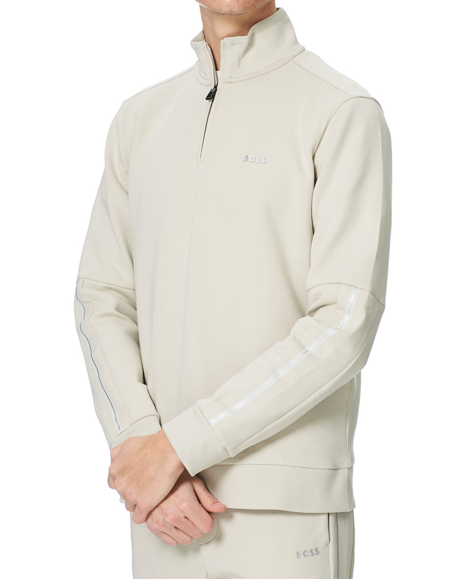 Herre | Gensere | BOSS GREEN | BOSS Athleisure Sweat Half Zip Light Beige