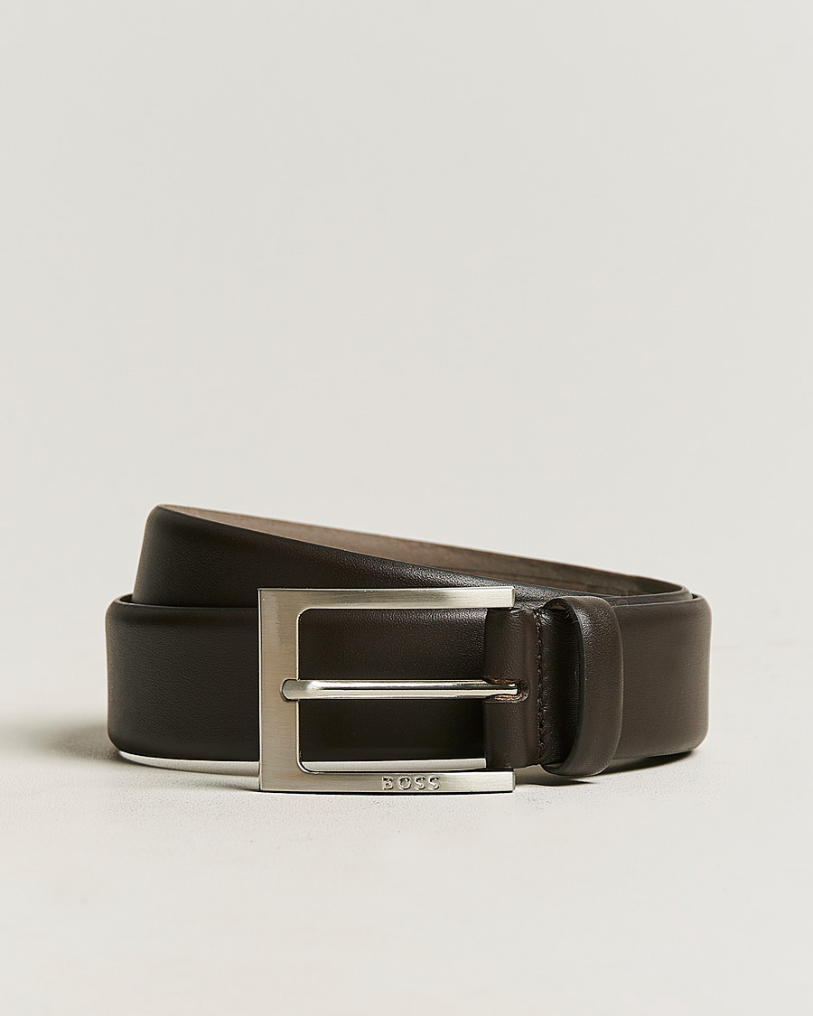 Herre |  | BOSS BLACK | Barnabie Leather Belt 3,5 cm Dark Brown