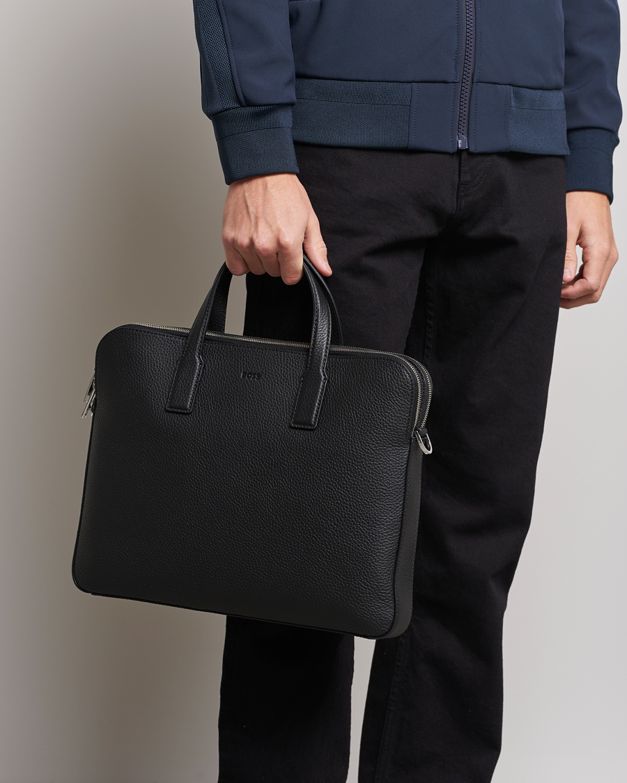 Men | Briefcases | BOSS BLACK | Crosstown Slim Computer Leather Bag Black