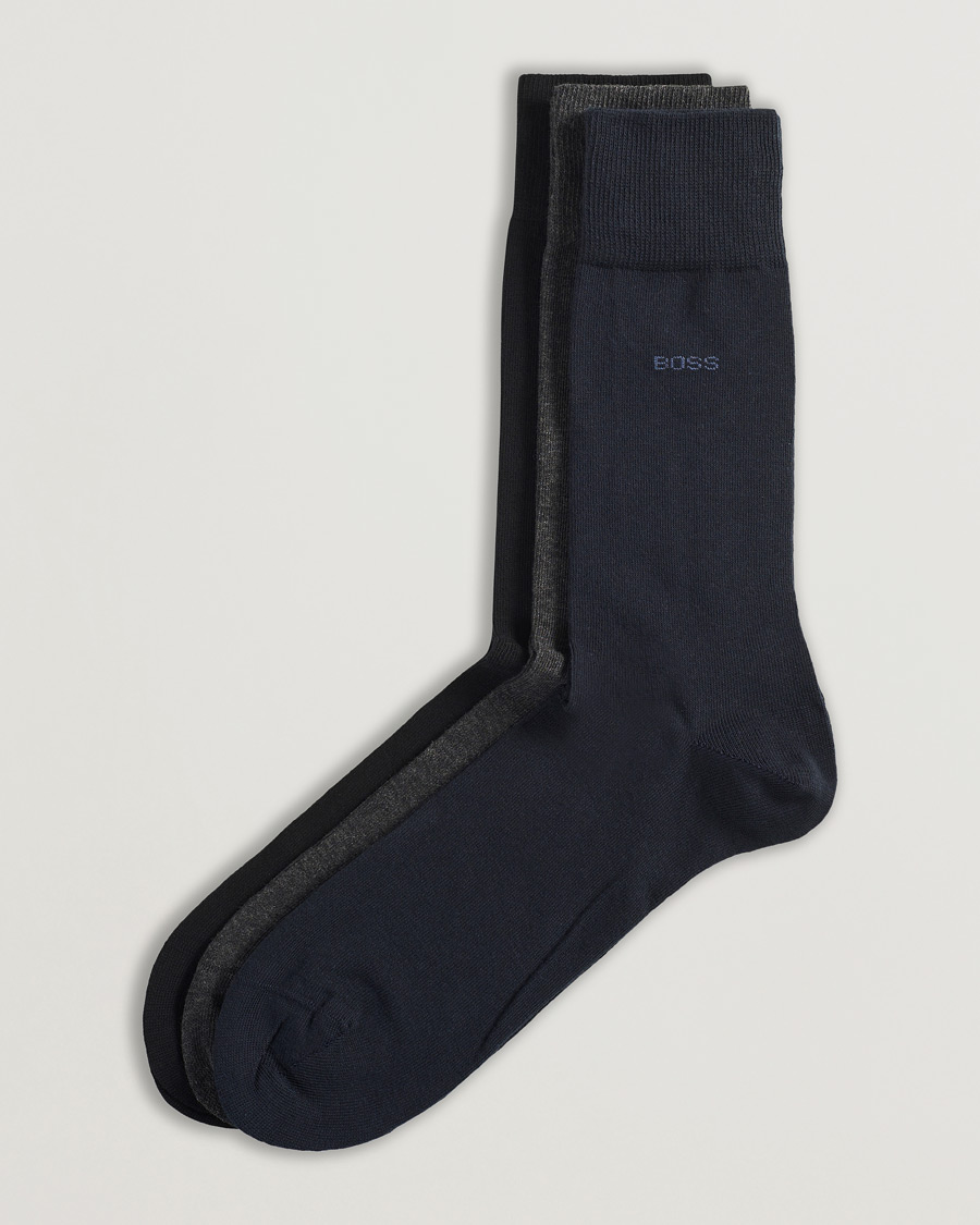 Herre | Undertøy | BOSS BLACK | 3-Pack RS Uni Socks Navy/Black/Grey