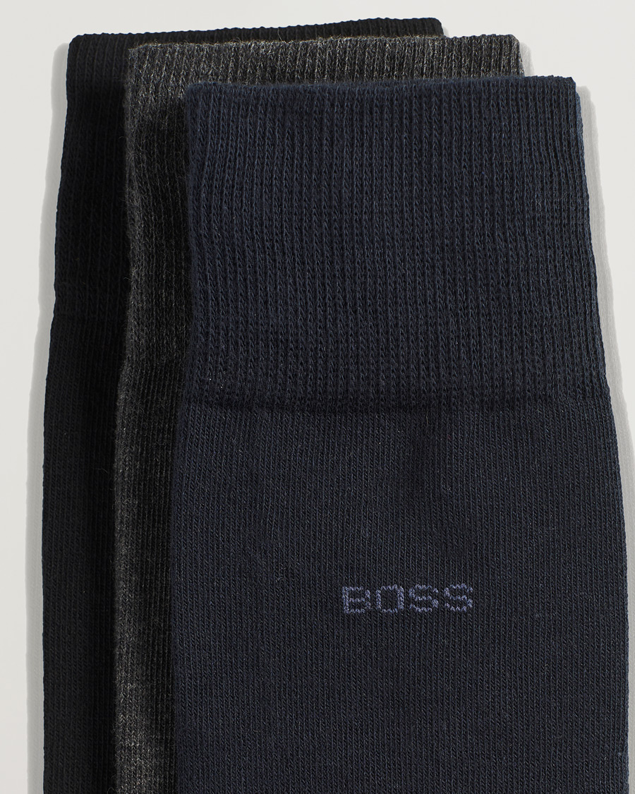 Herre | BOSS | BOSS BLACK | 3-Pack RS Uni Socks Navy/Black/Grey