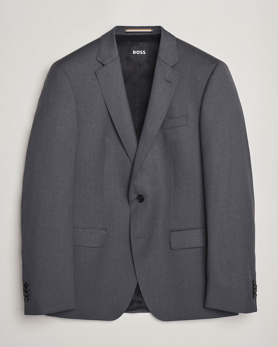Herre | Dressjakker | BOSS BLACK | Huge Slim Fit Wool Blazer Dark Grey