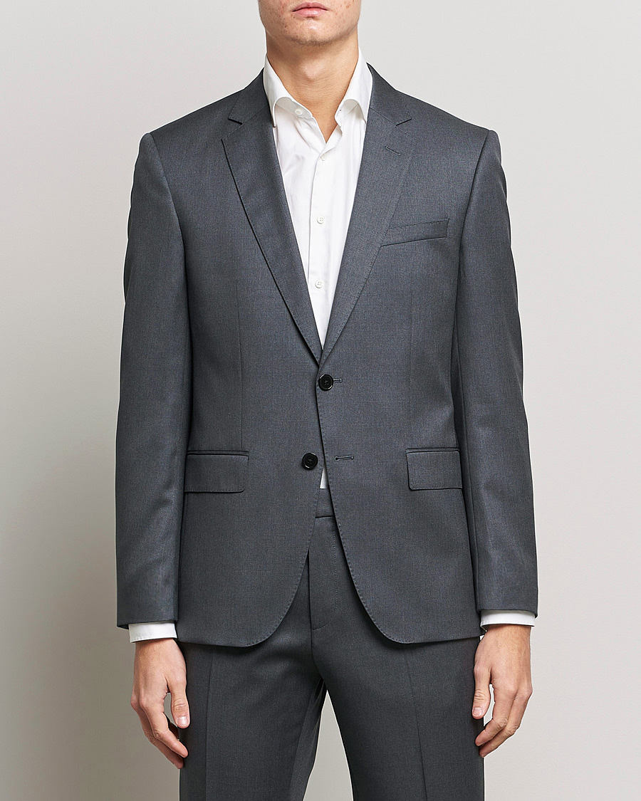 Herre | Dressjakker | BOSS | Huge Slim Fit Wool Blazer Dark Grey