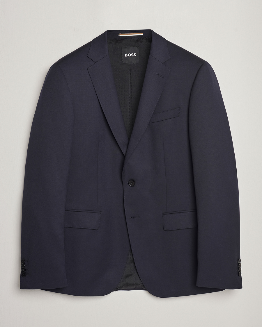 Herre | Dressjakker | BOSS | Huge Slim Fit Wool Blazer Dark Blue