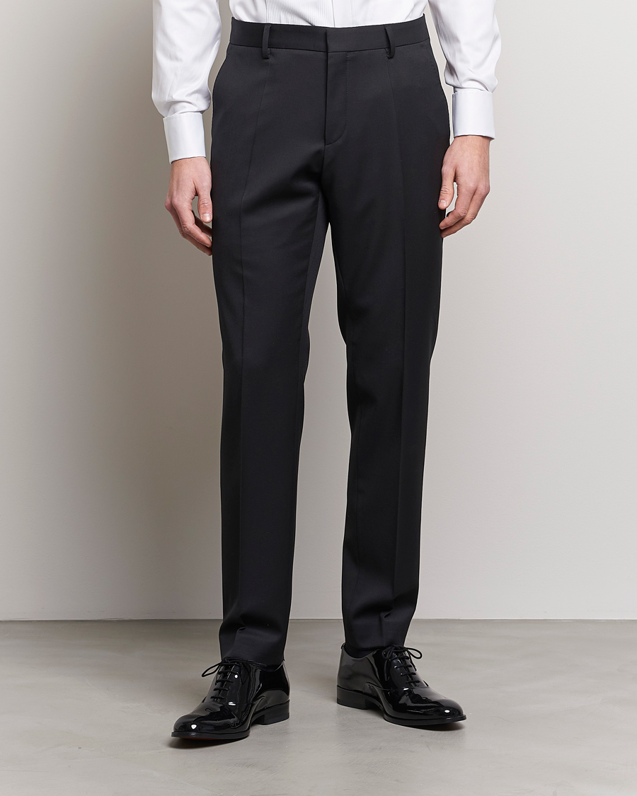 Herre | Dressbukser | BOSS BLACK | Genius Slim Fit Wool Trousers Black
