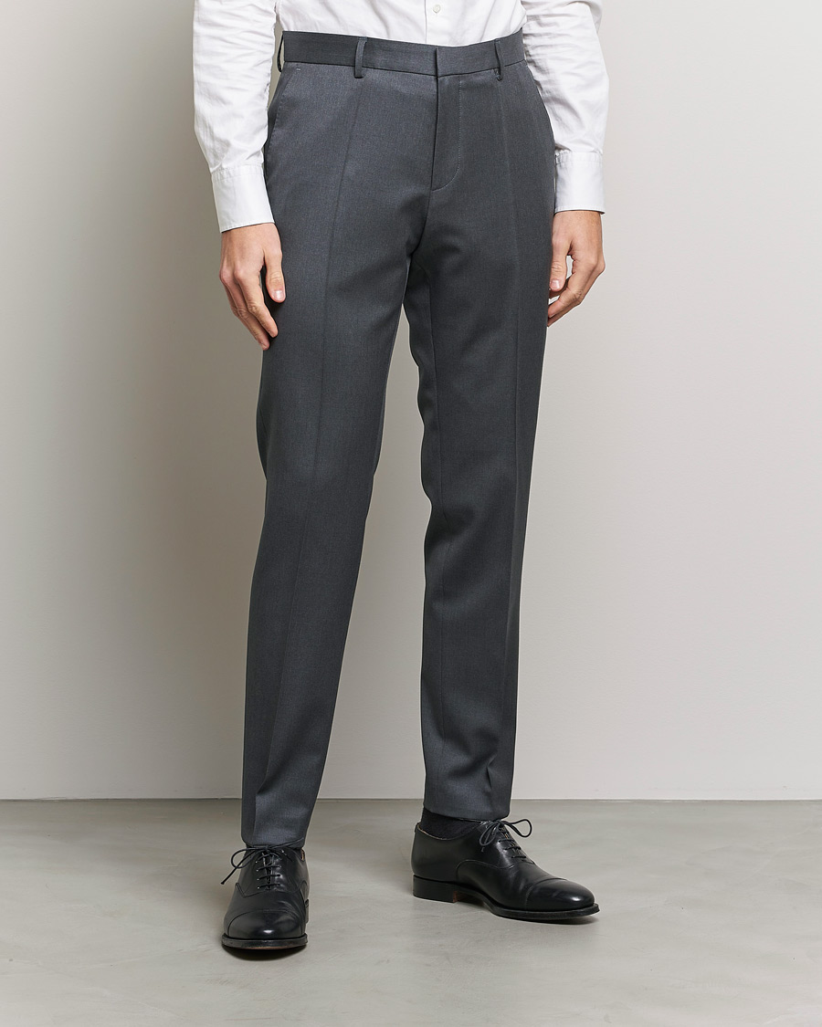 Herre | Dressbukser | BOSS BLACK | Genius Slim Fit Wool Trousers Dark Grey