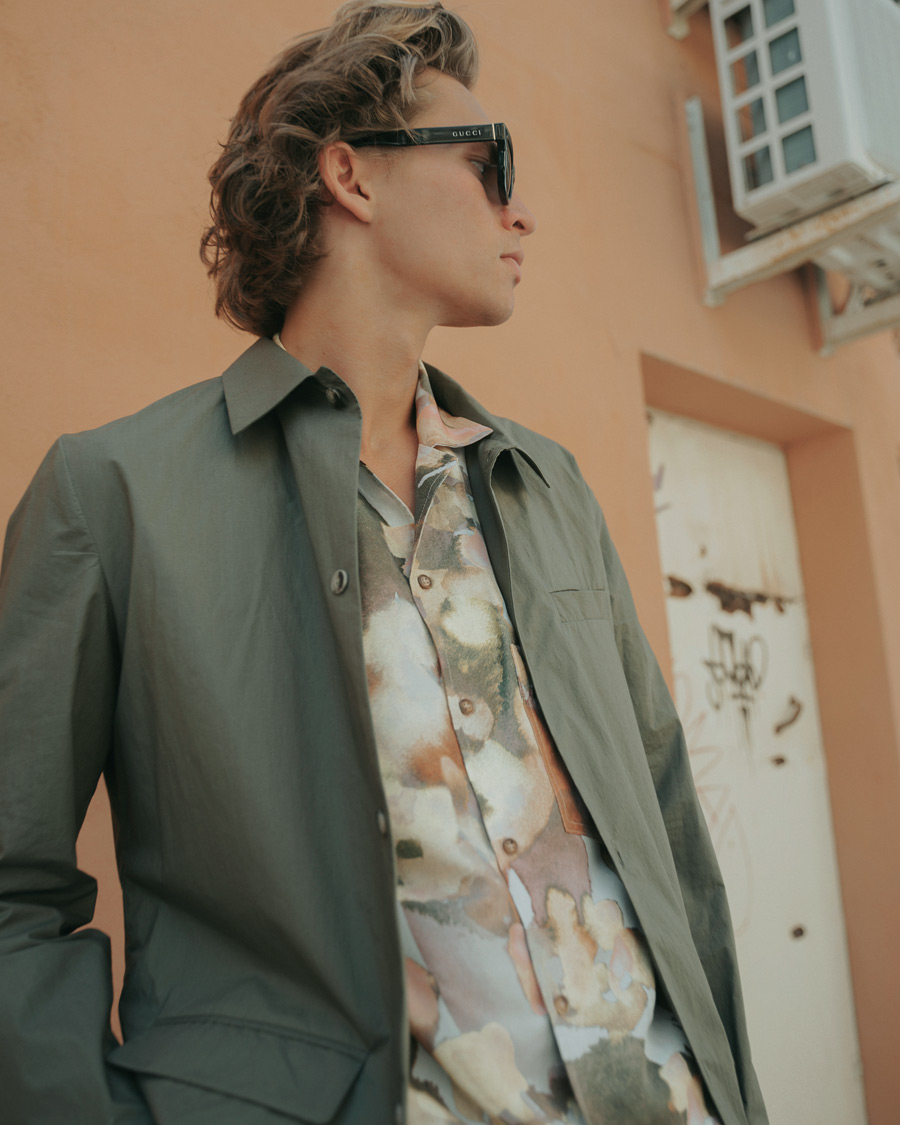 Herre | Skjorter | Nanushka | Twill Silk Camp Collar Shirt Watercolor