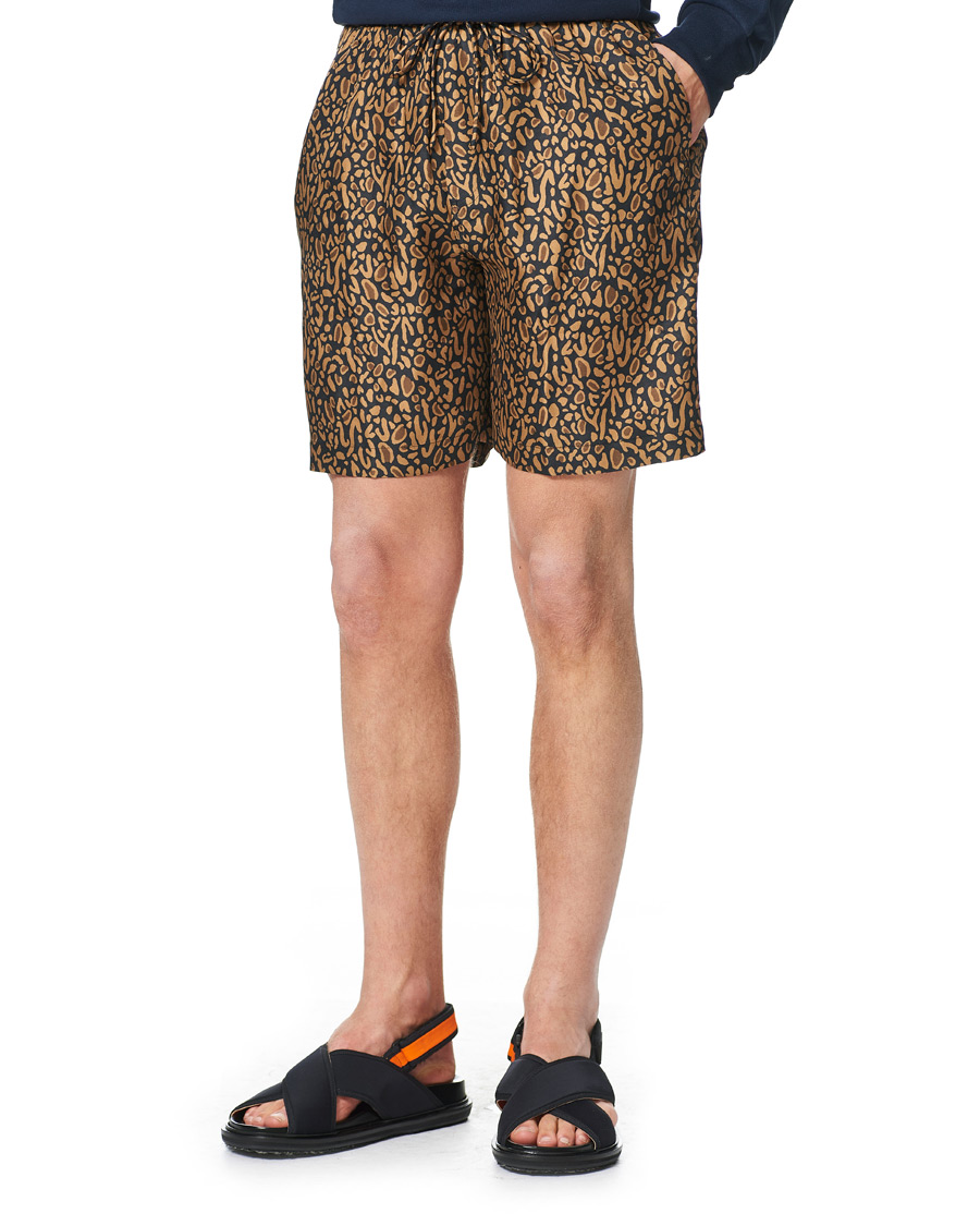 Herre | Shorts | Nanushka | Printed Silk Drawstring Shorts Brown