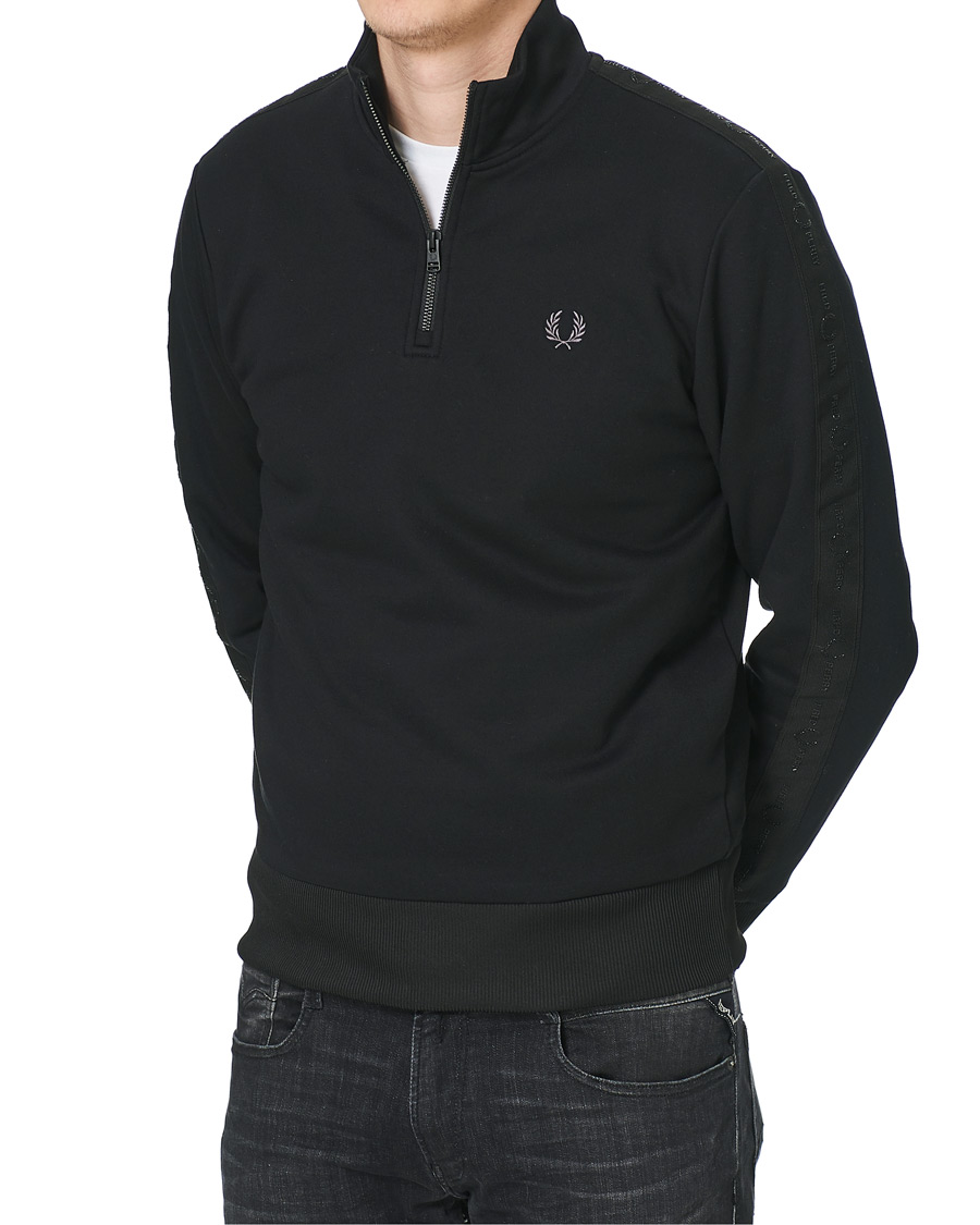 Herre | Gensere | Fred Perry | Tonal Taped Half Zip Track Jacket Black