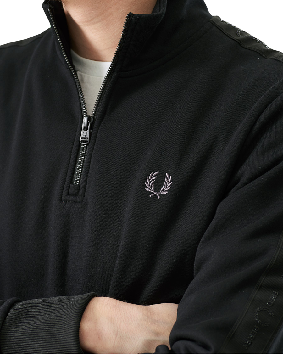 Herre | Gensere | Fred Perry | Tonal Taped Half Zip Track Jacket Black