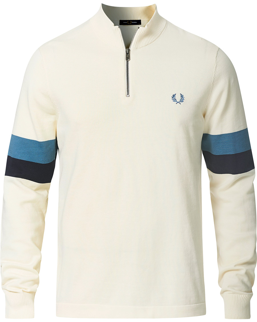 Herre | Gensere | Fred Perry | Funnel Neck Knitted Zip Jumper Ecru