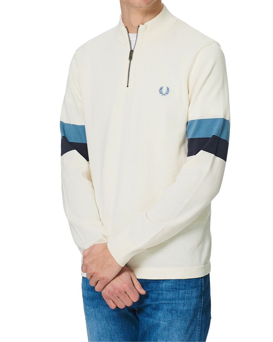 Herre | Gensere | Fred Perry | Funnel Neck Knitted Zip Jumper Ecru